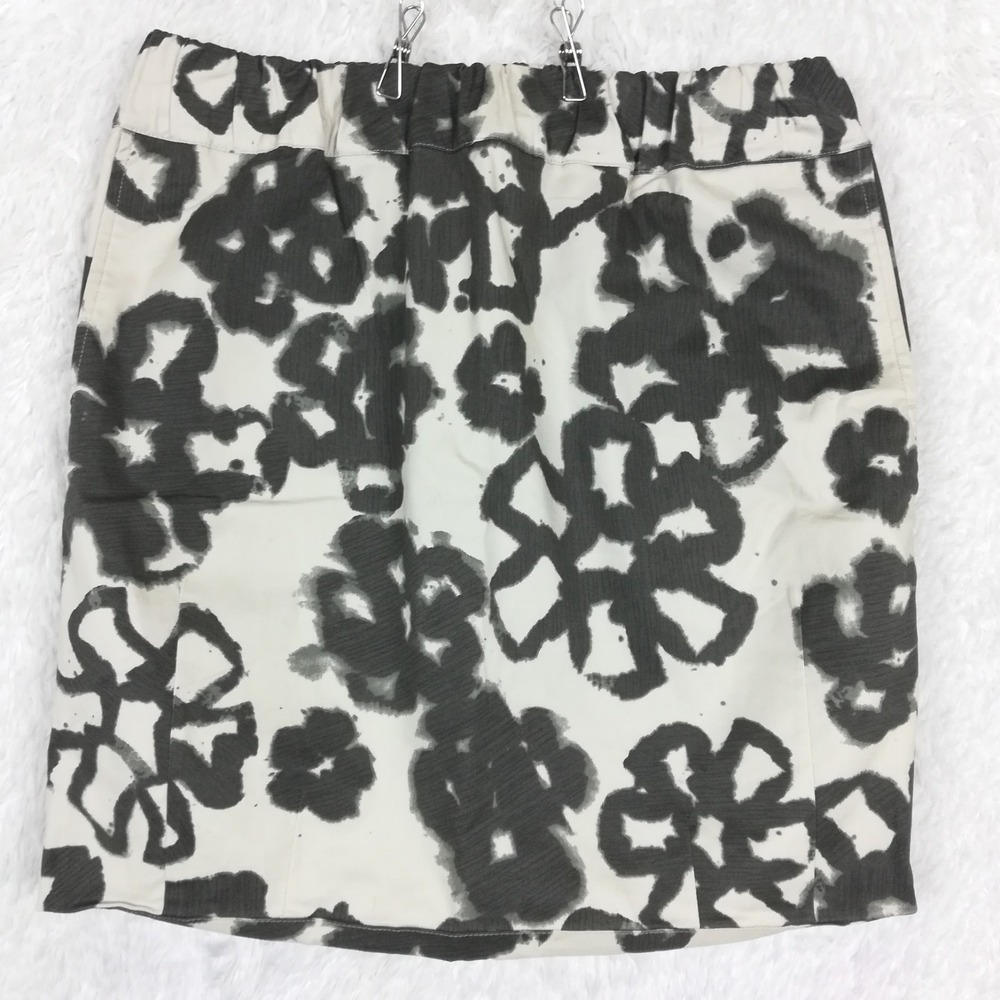 Simply Vera Wang Womens Skirt Floral‎ Print Cream Black Pull On Above Knee 10